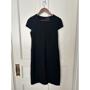 Peserico Kangaroo Pocket Shift Dress Womens Size 44/8 Black Career Business